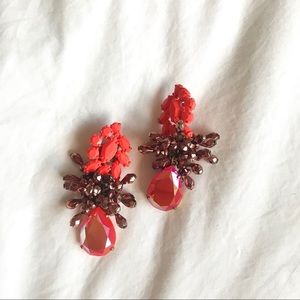 J. Crew statement earrings - red / maroon